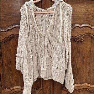 Free People V-Neck Sweater in Beige